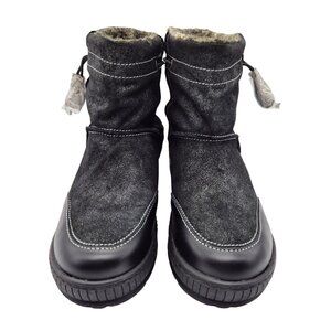 OTBT Women's Snow Boots Size 6 M Black Fanfare Reversible Spikes Leather Textil